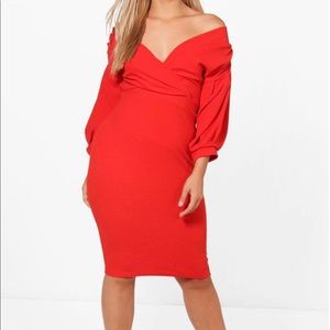 Off-shoulder Wrap midi dress